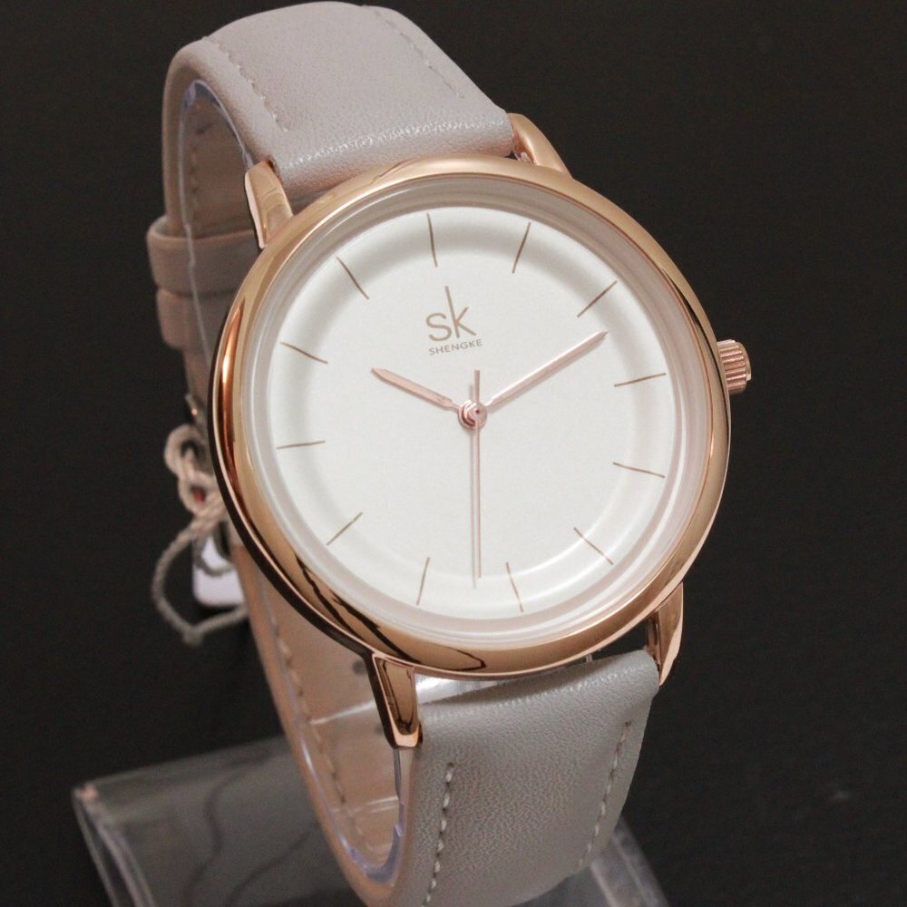Ladies Dress Quartz Watch White Dial Grey Strap 38mm - Picture 2 of 14